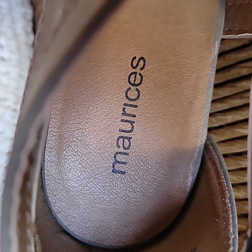NWOT, Maurices Janae, platform wedge strappy sandals, taupe size 8M - Picture 12 of 13